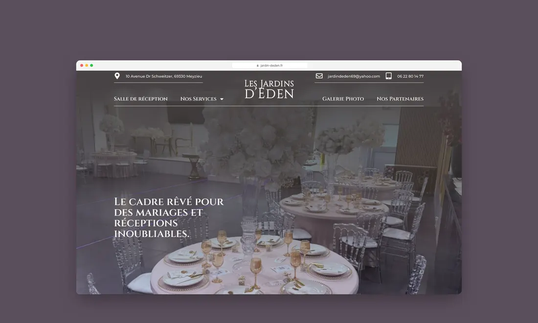 Les Jardins d’Eden, Salle de réception