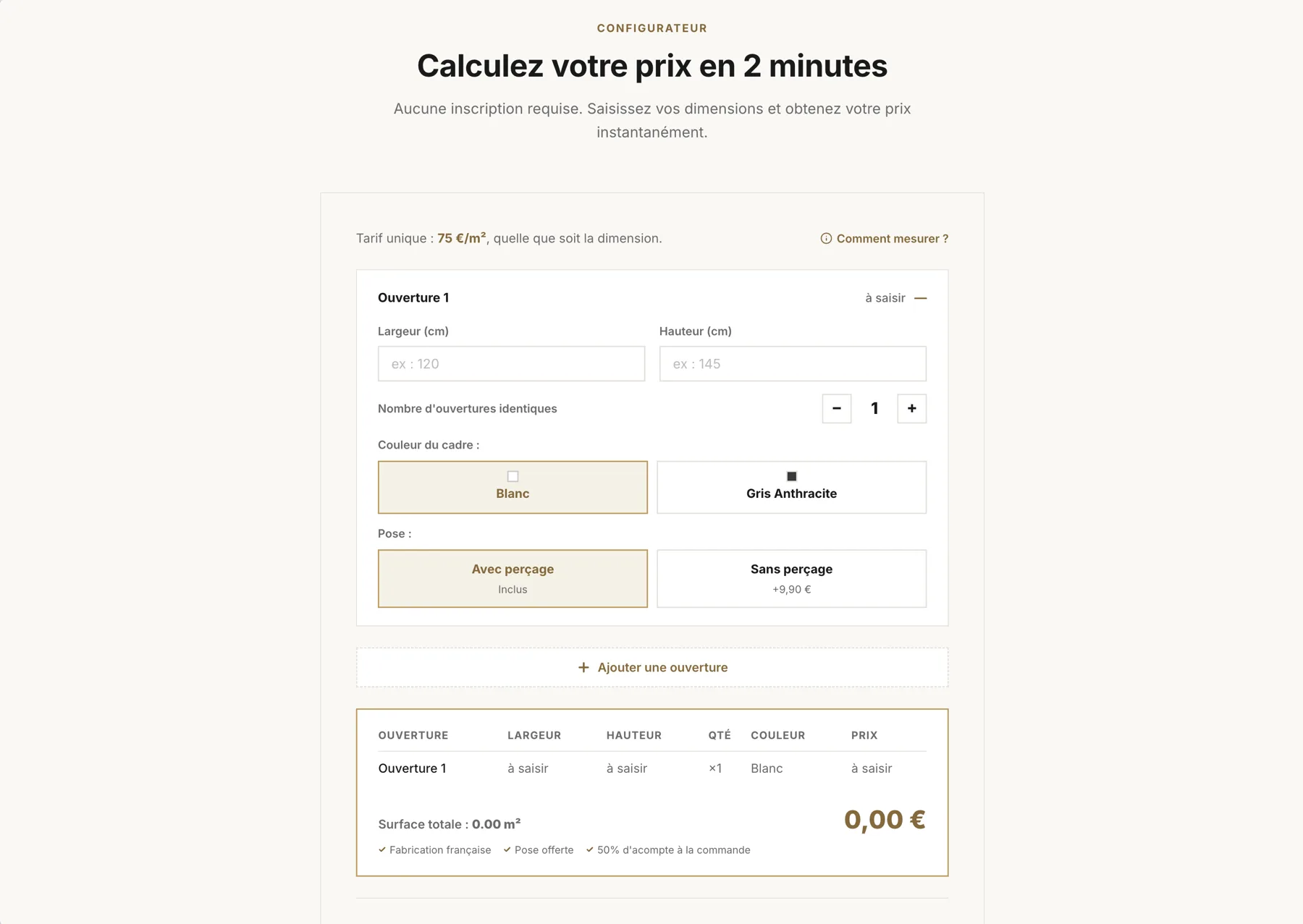 RM Moustiquaires - Calculateur de prix